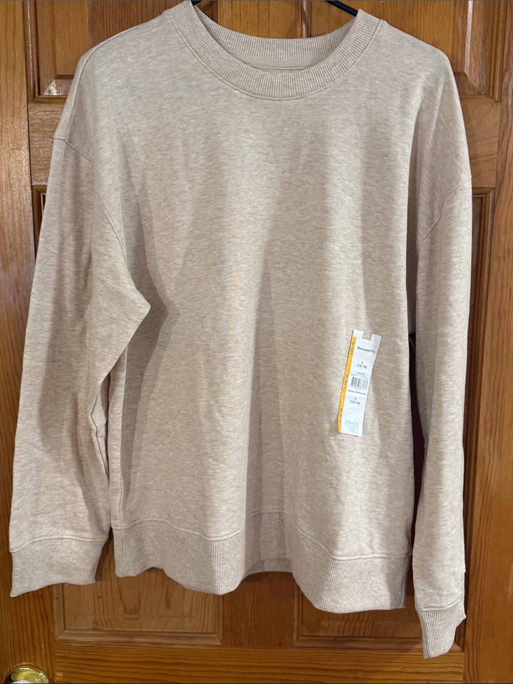 NWT Time and Tru oatmeal heather relaxed fit sweatshirt size large (12-14).